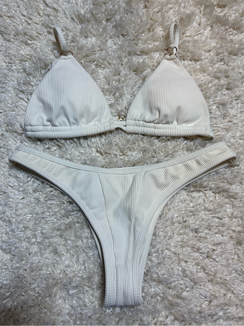 HOAKA Swimwear Ribbed White Bikini Set